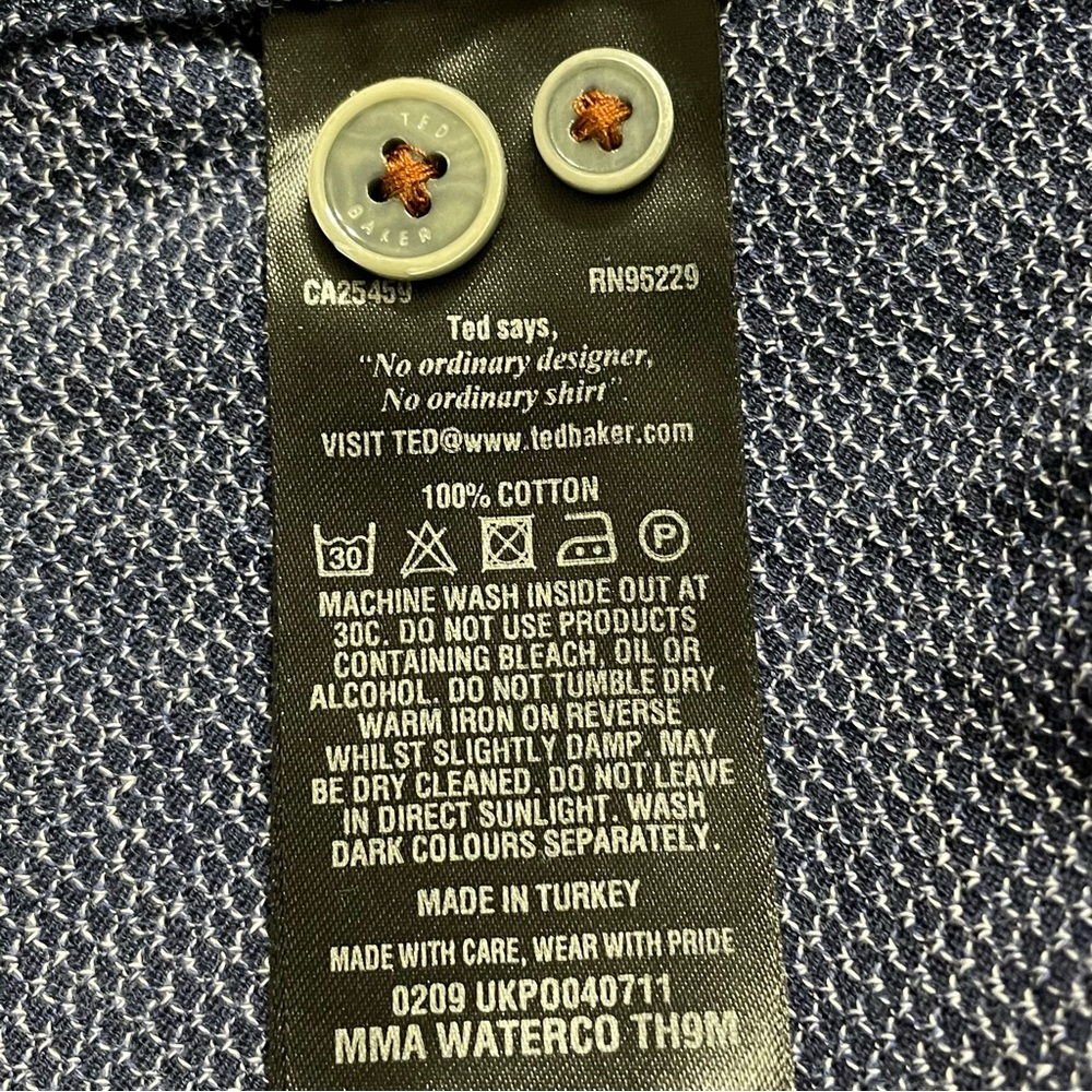 Ted Baker Navy Blue Patterned Button Down Short S… - image 8